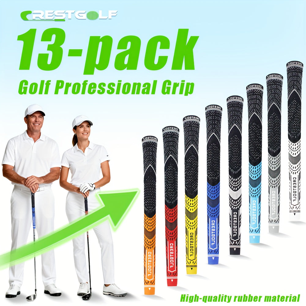 13pcs Golf Grips Set Midsize All Weather Compound Hybrid Rubber Golf Club Grips Ecological Yarn Thread Technology Multiple Colors