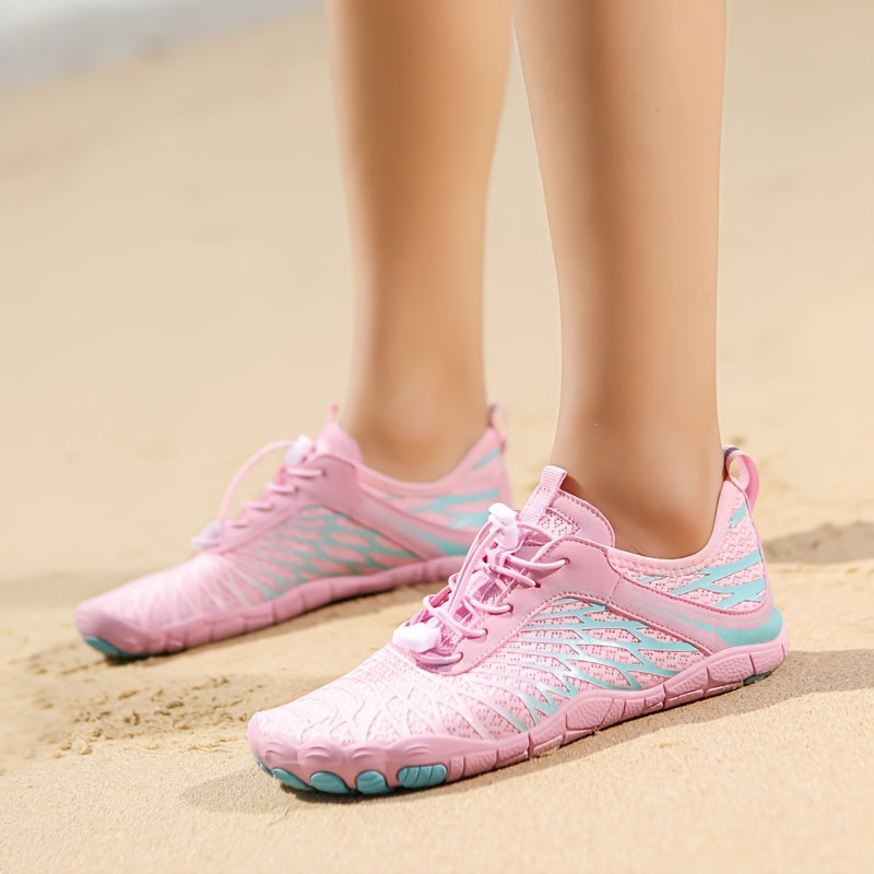 Quick-Dry Water Shoes for Women & Men – Lightweight Non-Slip Aqua Shoes for Beach Swimming Yoga Wading Kayaking, Soft Slip-On Athletic Footwear, Pink Black White, Sizes US 6-10.5