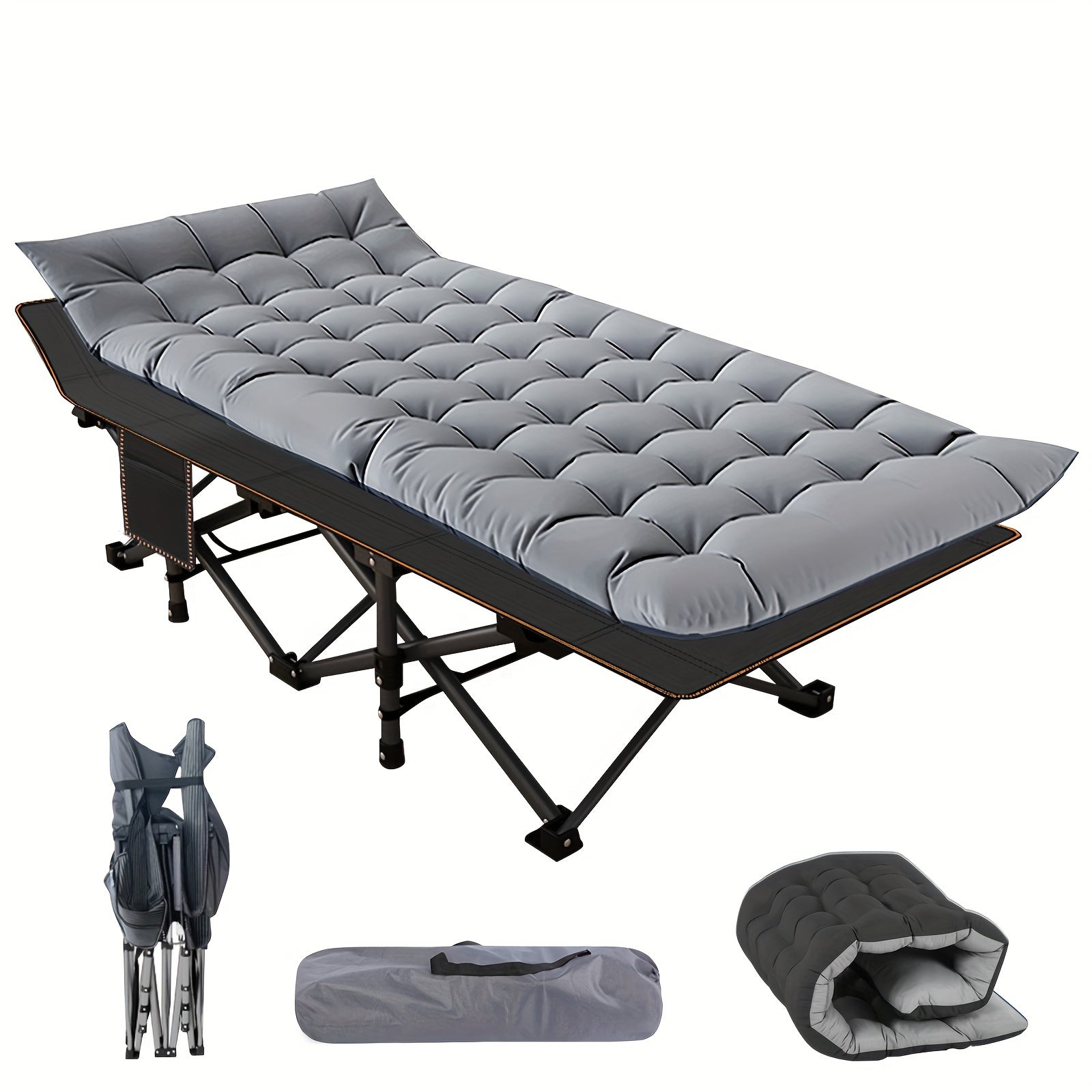 Folding Camping Cot with Mattress 75 Inch Heavy Duty – Portable Sleeping Cot with Carry Bag for Adults, Camping, Hunting, Travel & Guest Bed Indoor Outdoor
