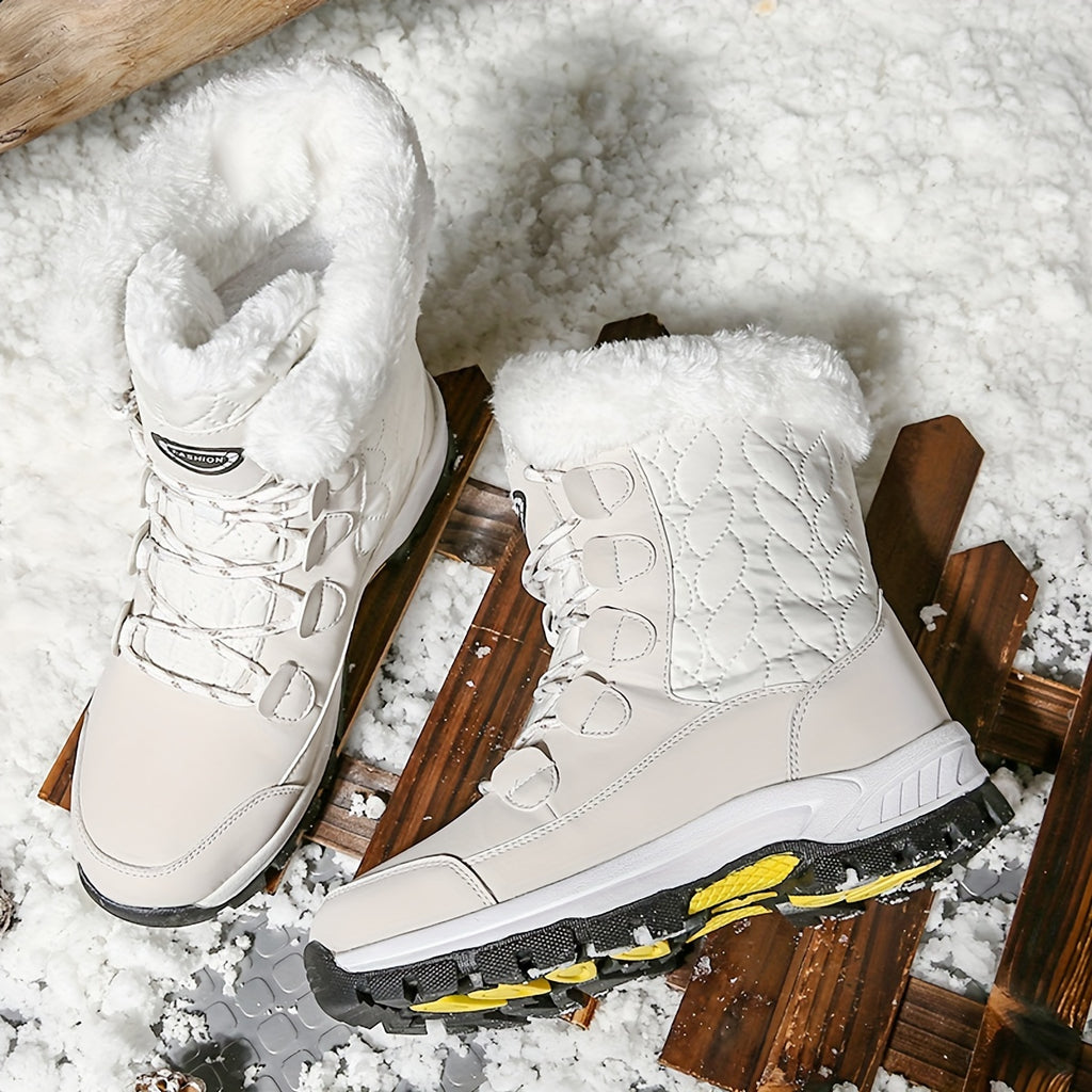 Women's Winter Snow Boots Warm Insulated High Top Non-Slip Waterproof Outdoor Hiking Boots for Women Black Pink Milky US 5.5-10