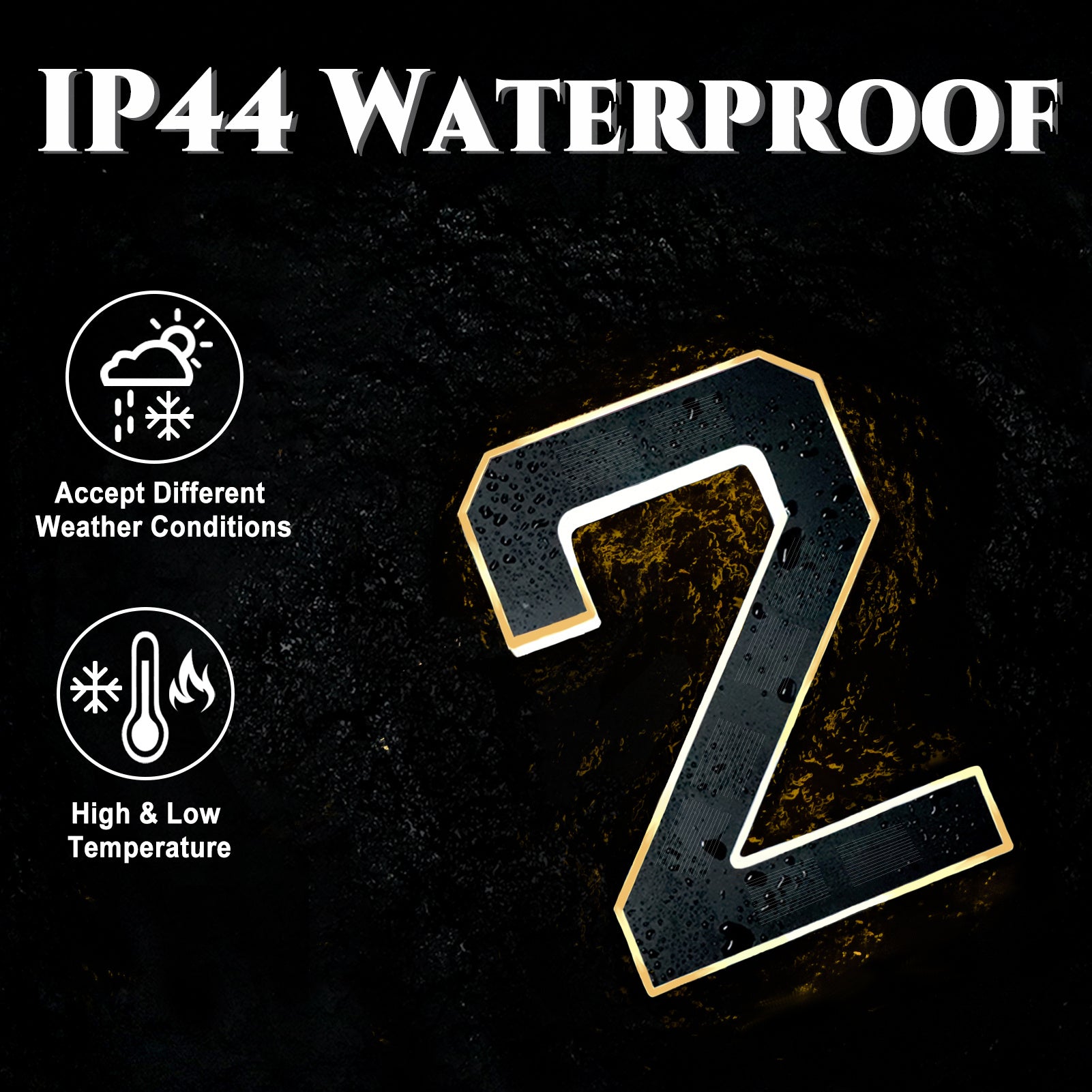 9 Inch Solar Lighted House Numbers for Outside - IP44 Waterproof, Auto Light Sensor, 9hr Illumination, Modern Exterior Address Sign, Numbers 0-9 & Letters A-D