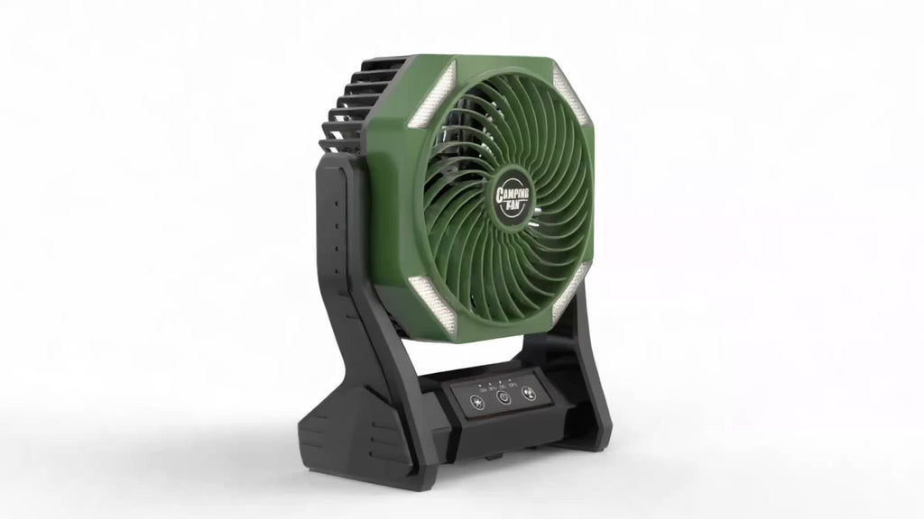 20000mAh Camping Fan with LED Light & Brushless Motor – Portable Outdoor Fan for Camping Hiking Picnic Emergency Use, 4 Speeds, 180° Oscillation, 22-26H Battery Life