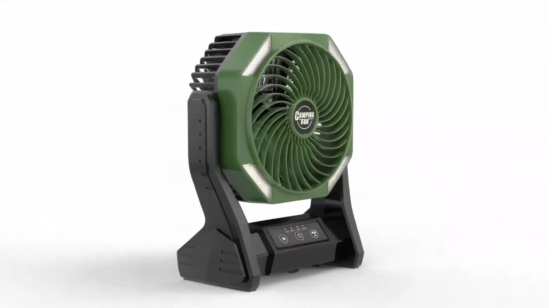 20000mAh Camping Fan with LED Light & Brushless Motor – Portable Outdoor Fan for Camping Hiking Picnic Emergency Use, 4 Speeds, 180° Oscillation, 22-26H Battery Life