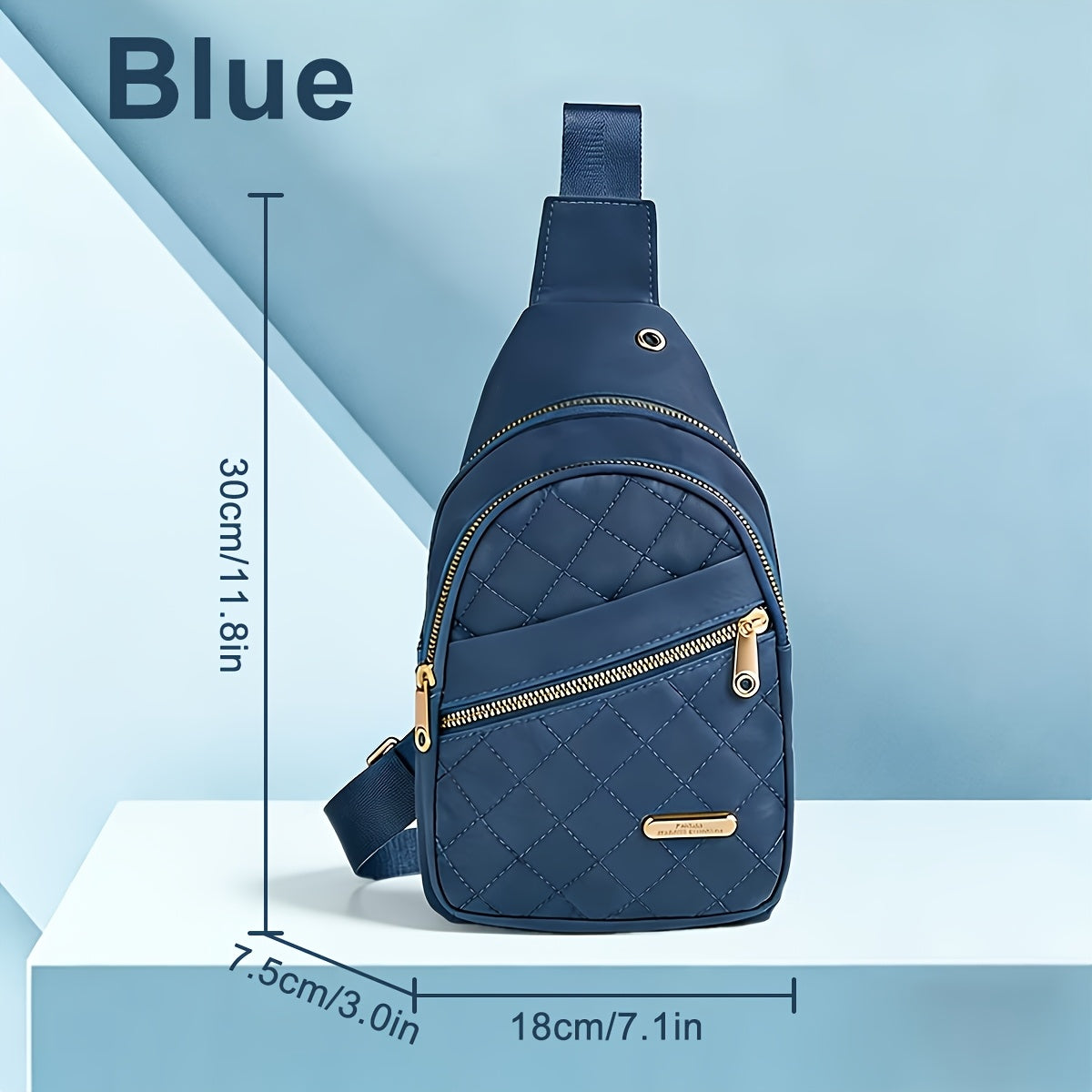 Quilted Sling Backpack Crossbody Bag – Adjustable Shoulder Strap Zipper Casual Daypack for Women Men Travel Everyday Use, Multiple Colors