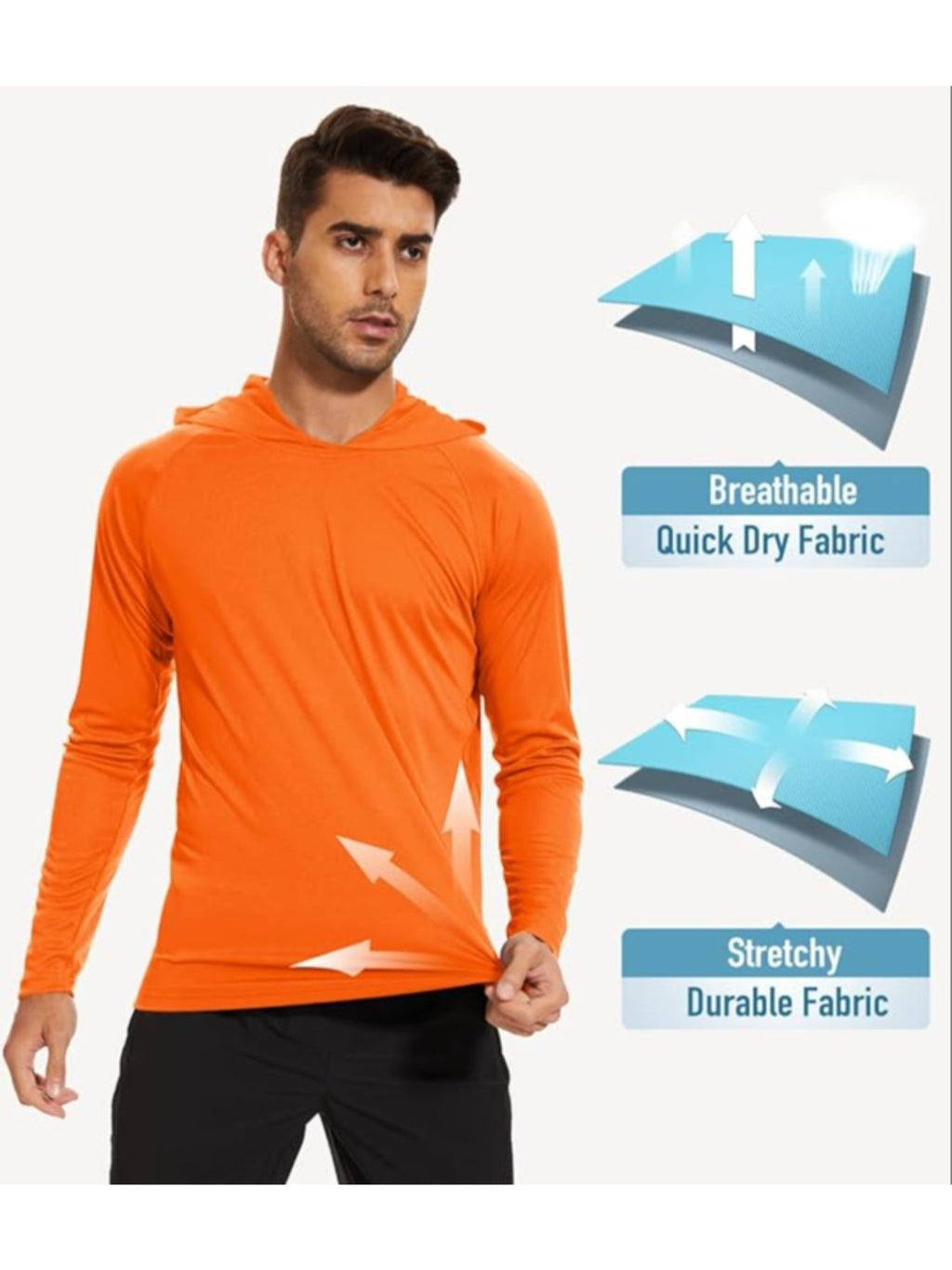 UPF 50+ Sun Protection Hoodie Long Sleeve Quick-Dry 2-Pack – High Visibility Lightweight UV SPF Shirt for Hiking, Fishing & Outdoor Active Wear, S-XXXL