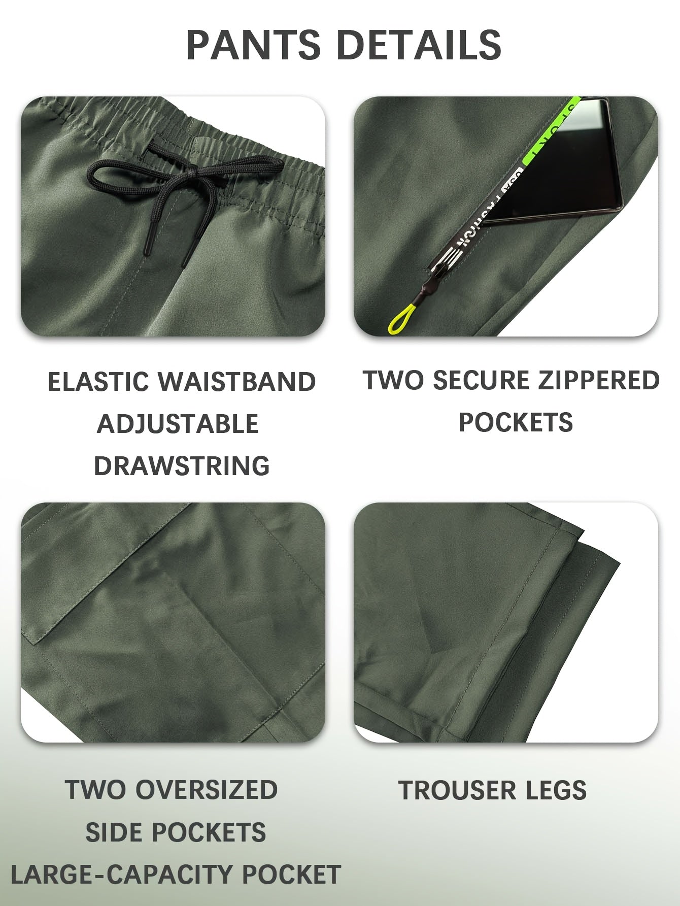 Women's Slim Cargo Pants 2-Pack Multi-Pocket Drawstring Waist Zip Pocket Straight Leg – Casual Trousers for Outdoor Sports Everyday Wear & Dates