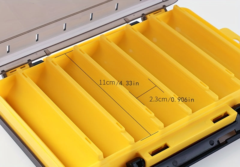 Fishing Lure Tackle Box Dual-Sided 14 Compartments – Portable ABS Lure Organizer for Minnow Pencil Squid Crankbait Hard Baits Freshwater Saltwater – Tangerine & Blue