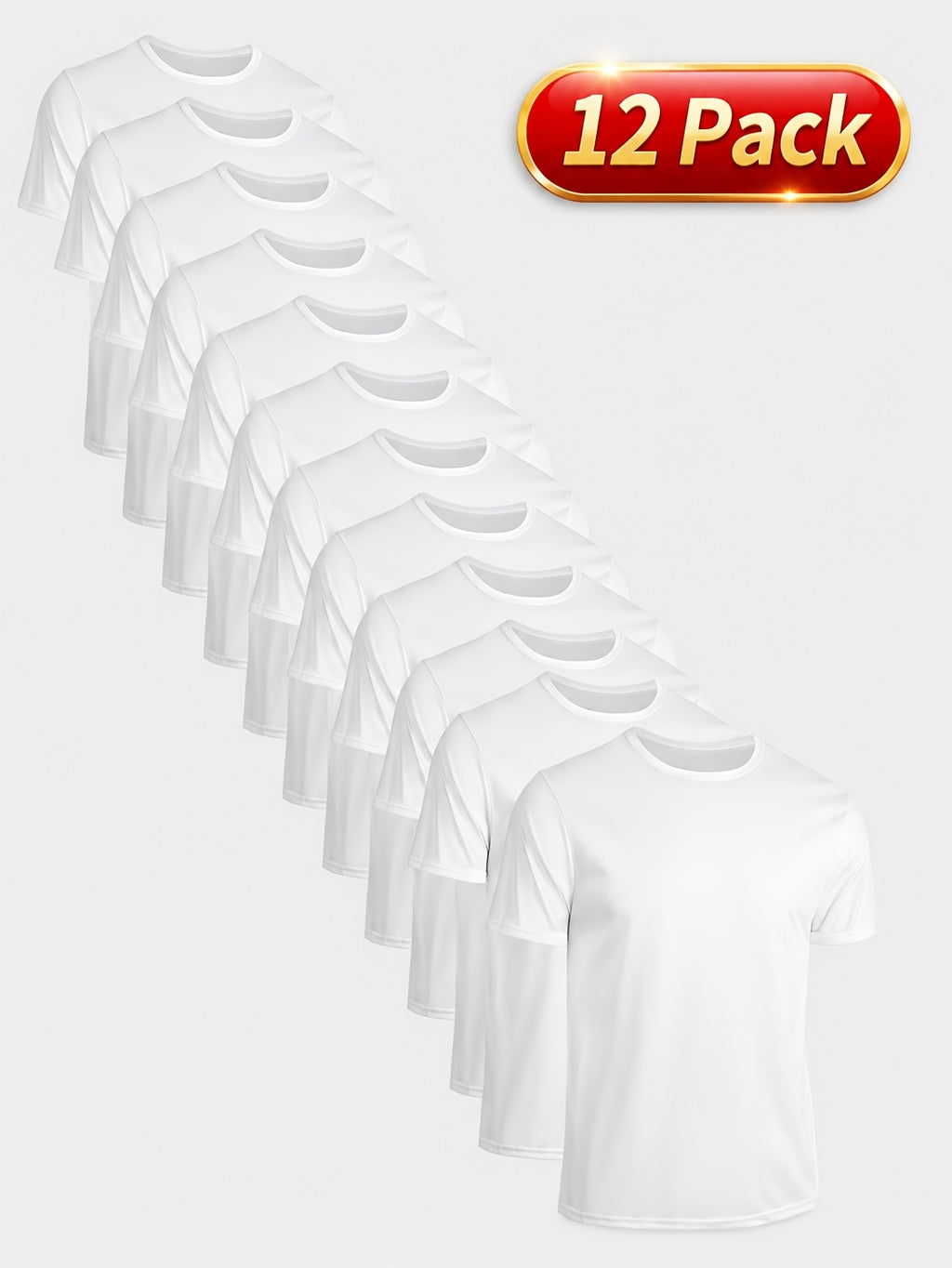 Moisture Wicking Gym T-Shirts 12-Pack Unisex Quick Dry Athletic Crew Neck Tees Loose Fit Breathable Workout Shirts Men Women Multi-Pack Value Set