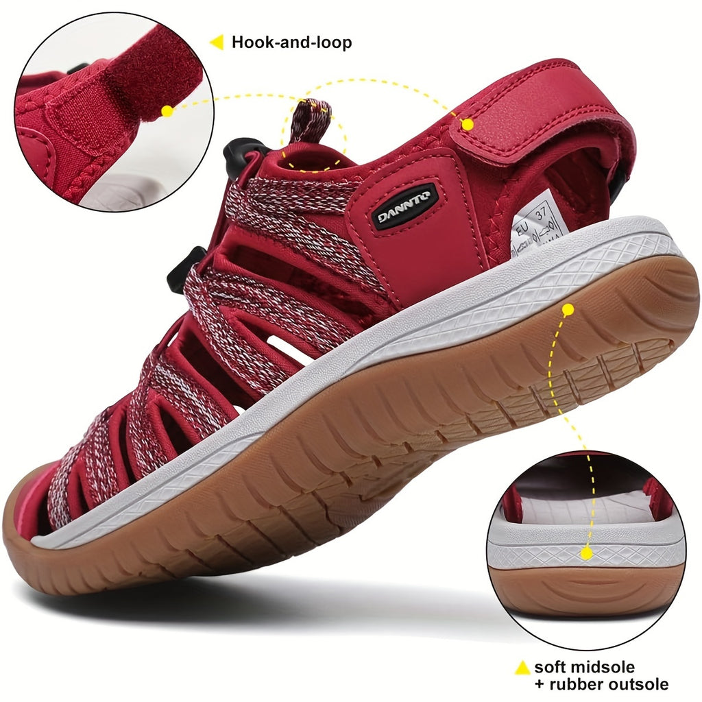 Women's Closed Toe Hiking Sandals – Lightweight Anti-Slip Water Sandals with Adjustable Straps for Outdoor Walking Beach Camping Travel Dark Gray Blue Navy Gray Green US 6-11