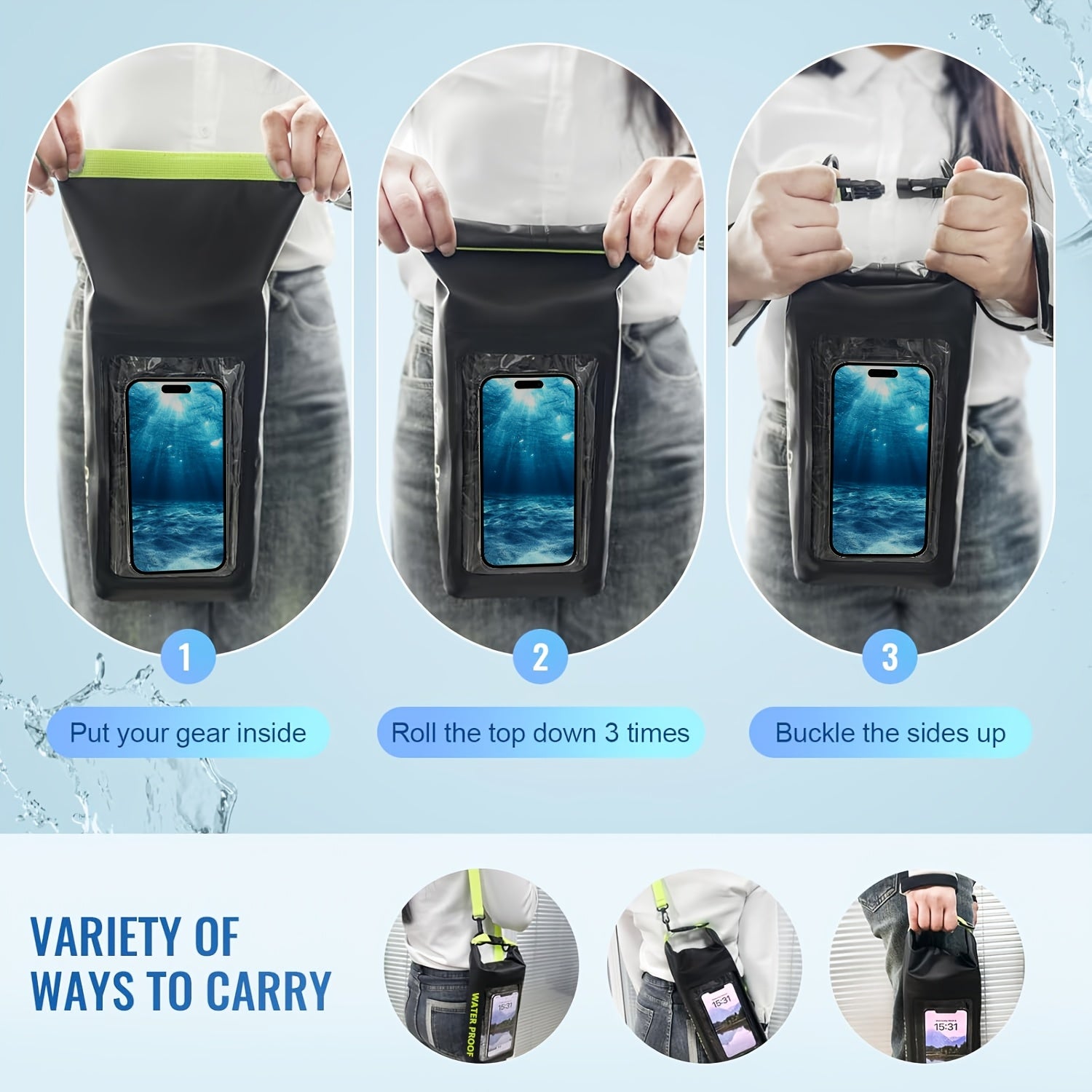 10L Dry Bag Waterproof Roll-Top Sack with Phone Case – Kayaking, Camping, Rafting, Beach, Boating & Fishing Gear Bag for Men Women