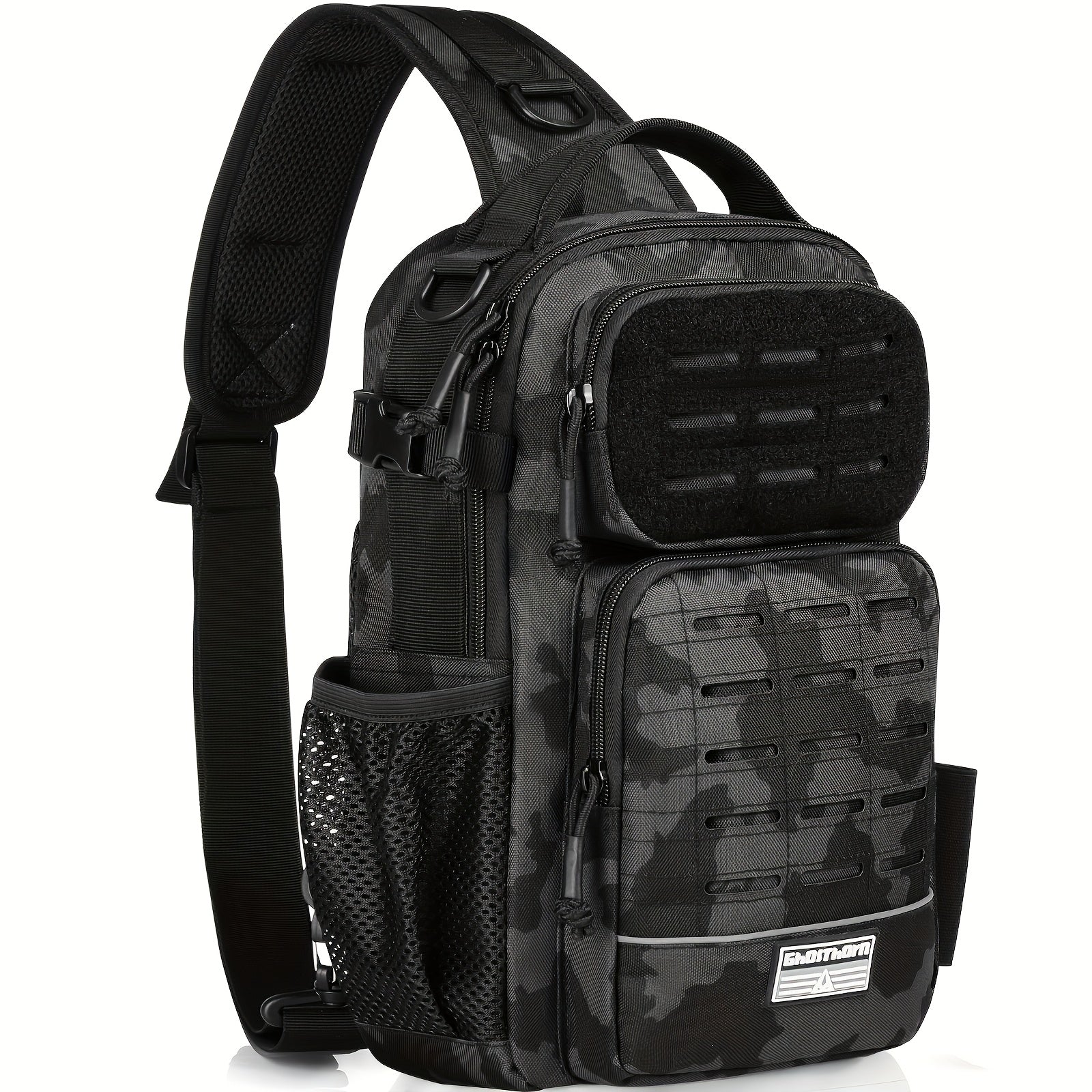Tactical Camouflage Shoulder Bag – Military Style Crossbody Sling Bag for Outdoor Hiking Camping Hunting Travel Men Women Black Green Khaki Camo