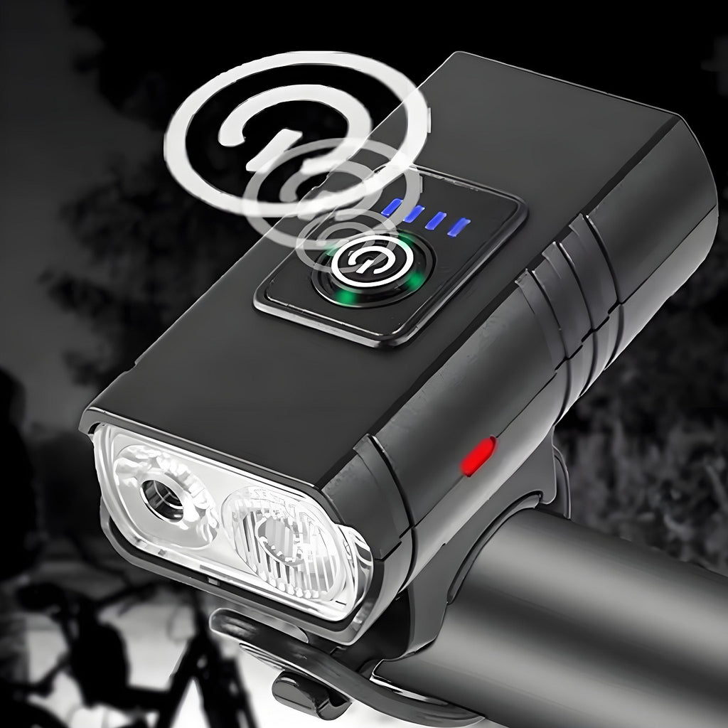 LED Bike Light Set 2pcs USB Rechargeable 1500 Lumen Headlight with Whistle 6 Front Modes 4 Tail Modes Power Display Waterproof Safety Bicycle Lights for Night Riding