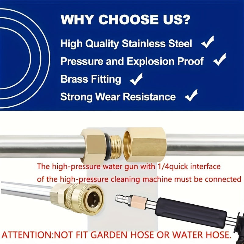 Pressure Washer Extension Wand 120 Inch - 7 or 10pc Stainless Steel Lance Set with U-Shaped & 30°/90° Bends, 1/4" Quick Connect, 4000 PSI for Gutter, Driveway, Deck & Roof Cleaning
