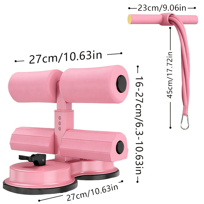 Sit Up Bar Portable Adjustable 3-Section with Dual Suction Cups & Resistance Bands - Lightweight Home Gym Ab Workout Equipment for Small Spaces, Core Strength Training