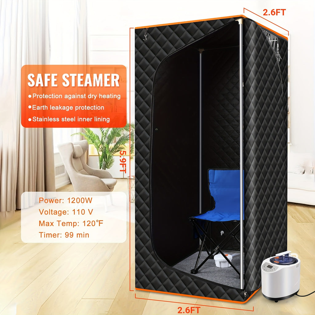 Portable Steam Sauna for Home with 3L Steamer Remote Control Folding Chair & 9 Steam Levels – Extra Large Foldable Sauna Tent Box 2.6x2.6x5.9ft – Personal Spa Detox Relaxation