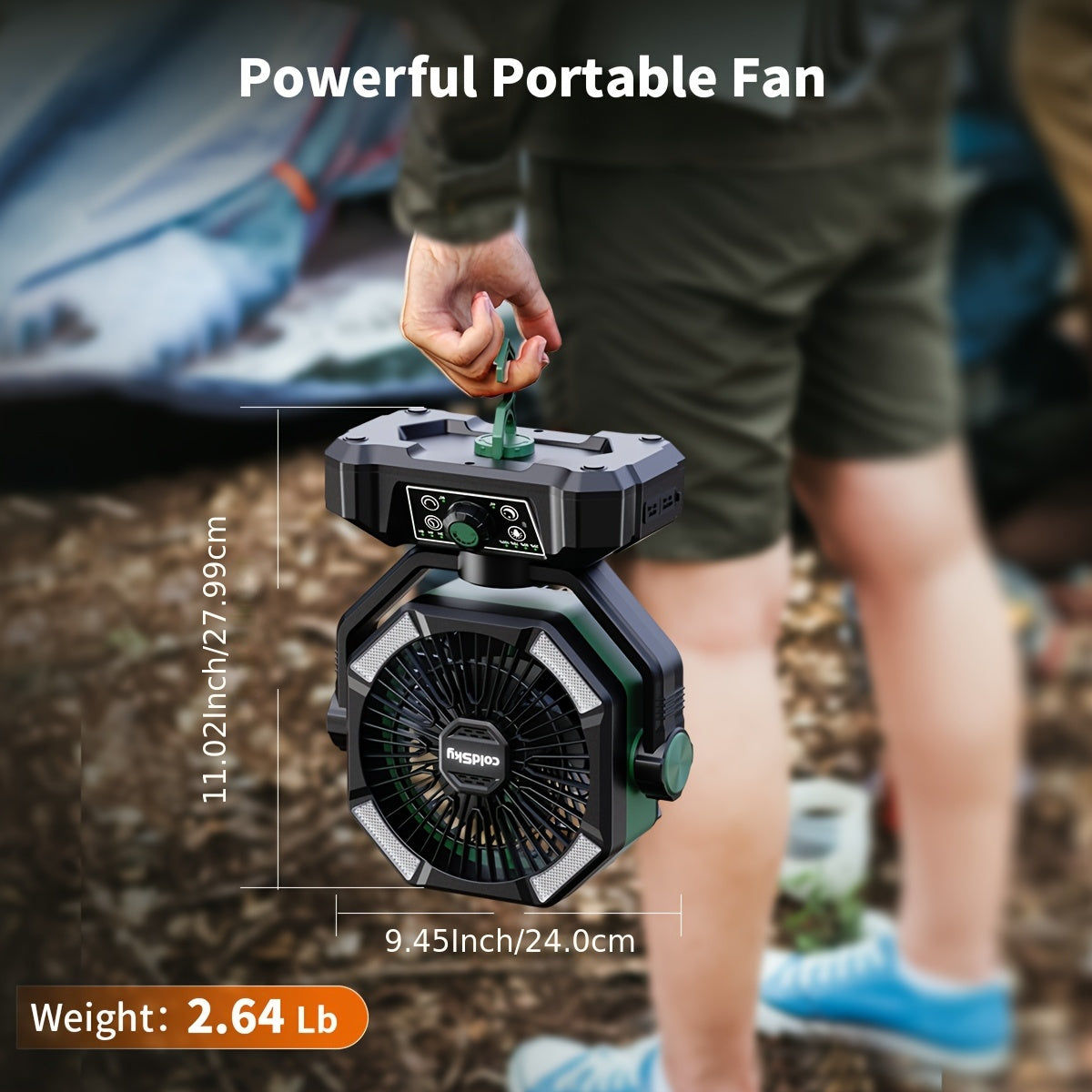 Battery Powered Camping Fan 20000mAh Dual Motor with LED Lantern, 8 Speeds, Remote & Hanging Hook – Tent Fan for Outdoor, RV, Power Outage
