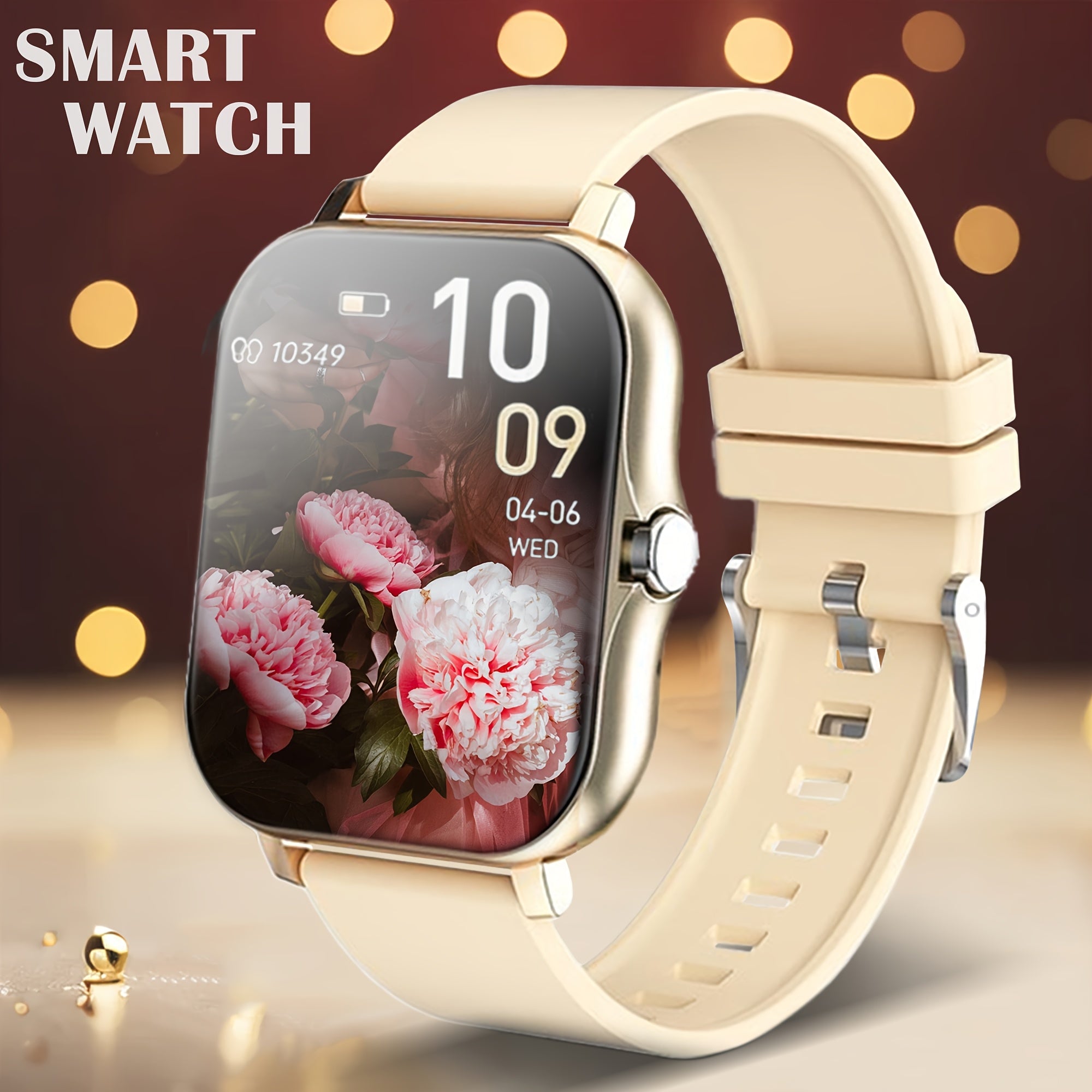 Smart Watch for iPhone & Android with Wireless Calls – HD 1.52" Full Touch Screen Fitness Tracker, Music Control, Message Alerts, Luminous Display, Silver Black Gold Pink, Single & Dual Strap