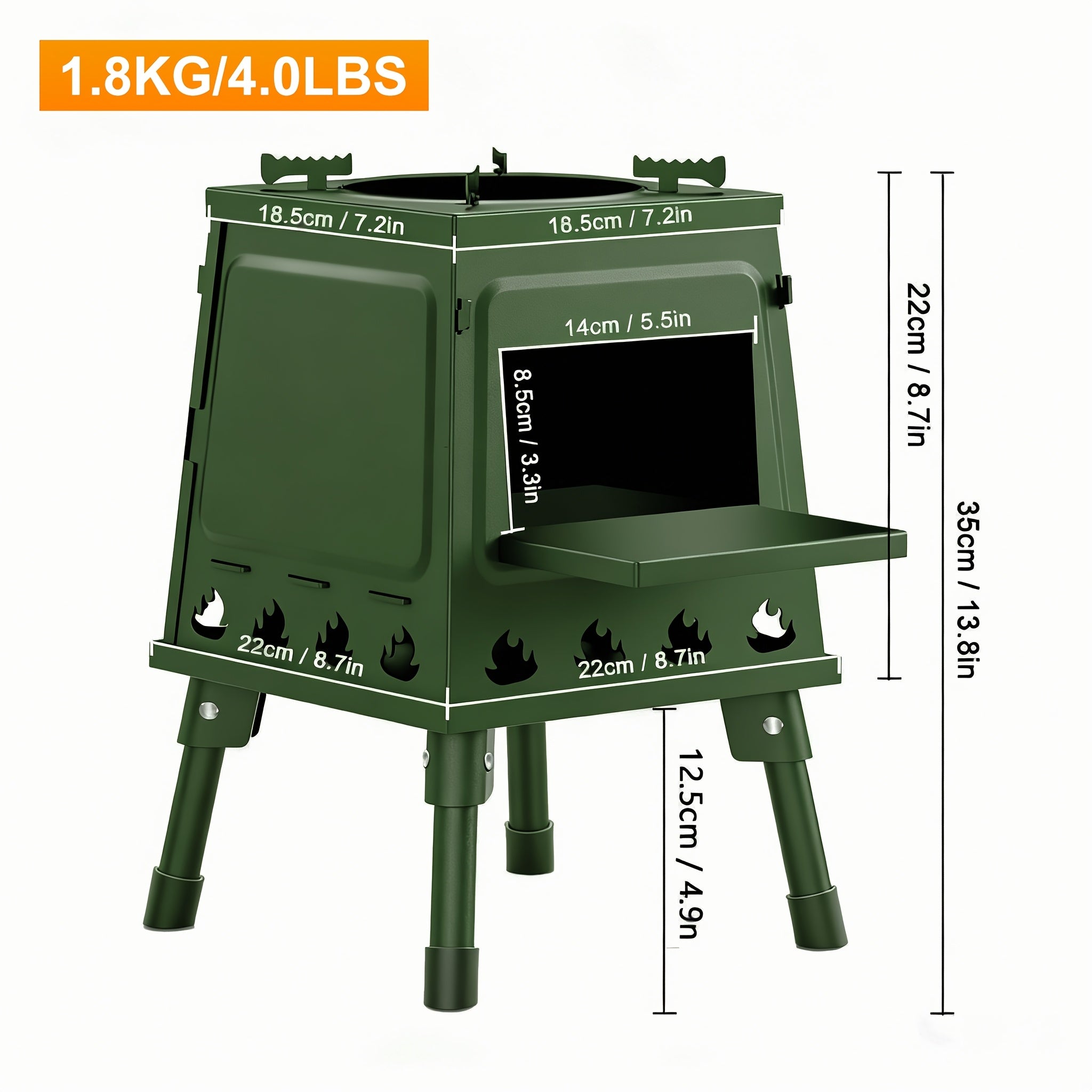 Wood Burning Camp Stove – Portable Cast Iron Outdoor Cooking Stove & Heater for Camping, Hiking, BBQ, Picnic, Off-Grid & Emergency Preparedness