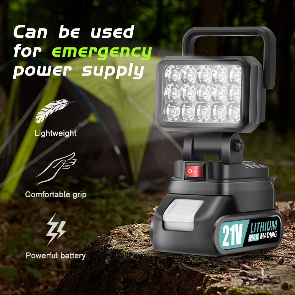 Makita 21V Battery LED Work Light – Portable Camping Lantern & Jobsite Flashlight, IP4X Water Resistant, High Brightness, Emergency Power Outage Light for Hiking & Outdoor Use