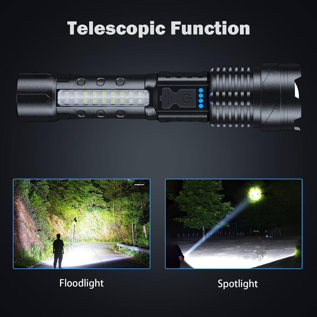 2-Pack Rechargeable LED Flashlight – High Lumen, 6 Lighting Modes, Strobe, IP44 Waterproof, for Camping Home Emergency Outdoor Use