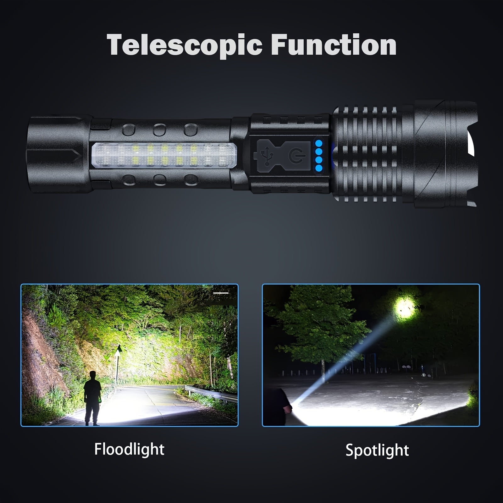 2-Pack Rechargeable LED Flashlight – High Lumen, 6 Lighting Modes, Strobe, IP44 Waterproof, for Camping Home Emergency Outdoor Use
