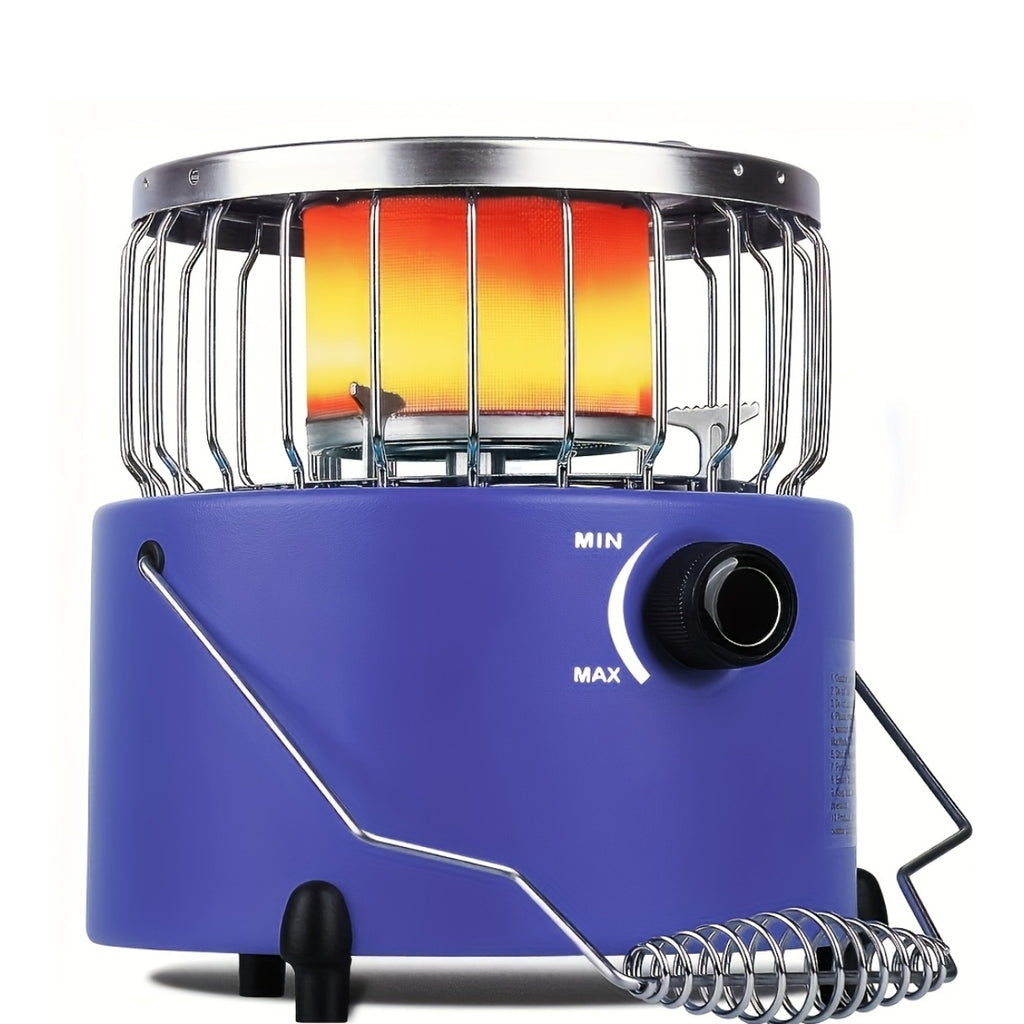 9000 BTU Propane Camping Stove Heater 2-in-1 Portable Indoor Outdoor Gas Stove Adjustable Flame Piezoelectric Ignition Emergency Preparedness Stainless Steel
