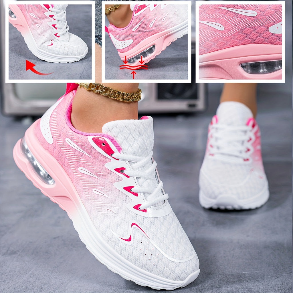 Women's Air Cushion Running Shoes Lightweight Breathable Sneakers – Non-Slip Mesh Tennis Shoes for Women Gym Workout Walking, Arch Support, Sizes 35-43, Pink Purple Black
