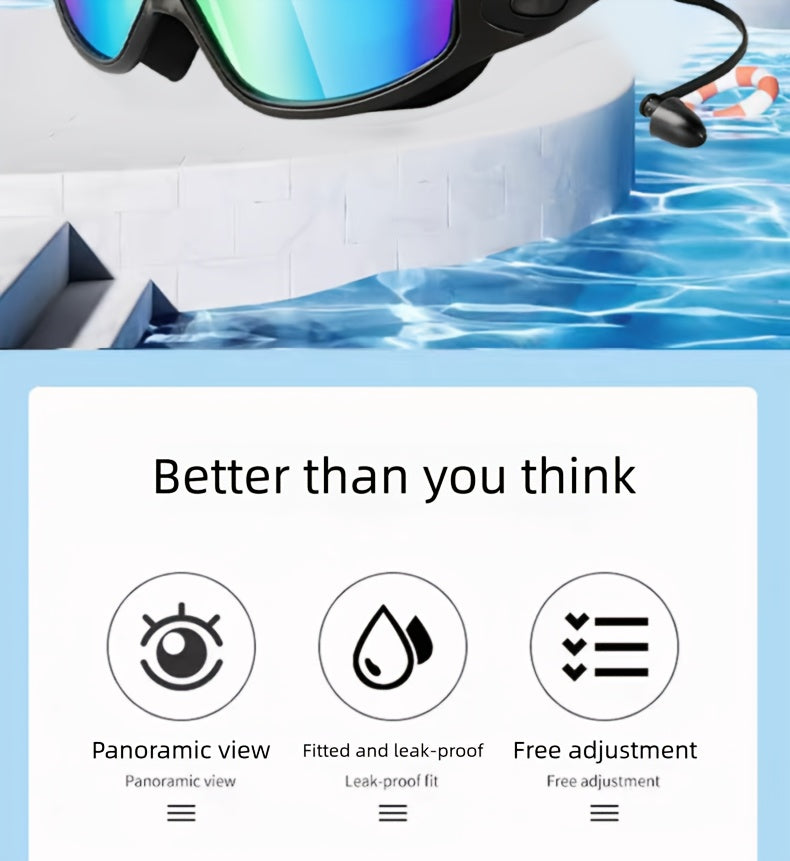 Anti-Fog Swim Goggles 2 Pack with Earplugs Nose Clip Waterproof Bag UV Protection Swimming Goggles Men Women Teens Outdoor Pool Water Sports Gift