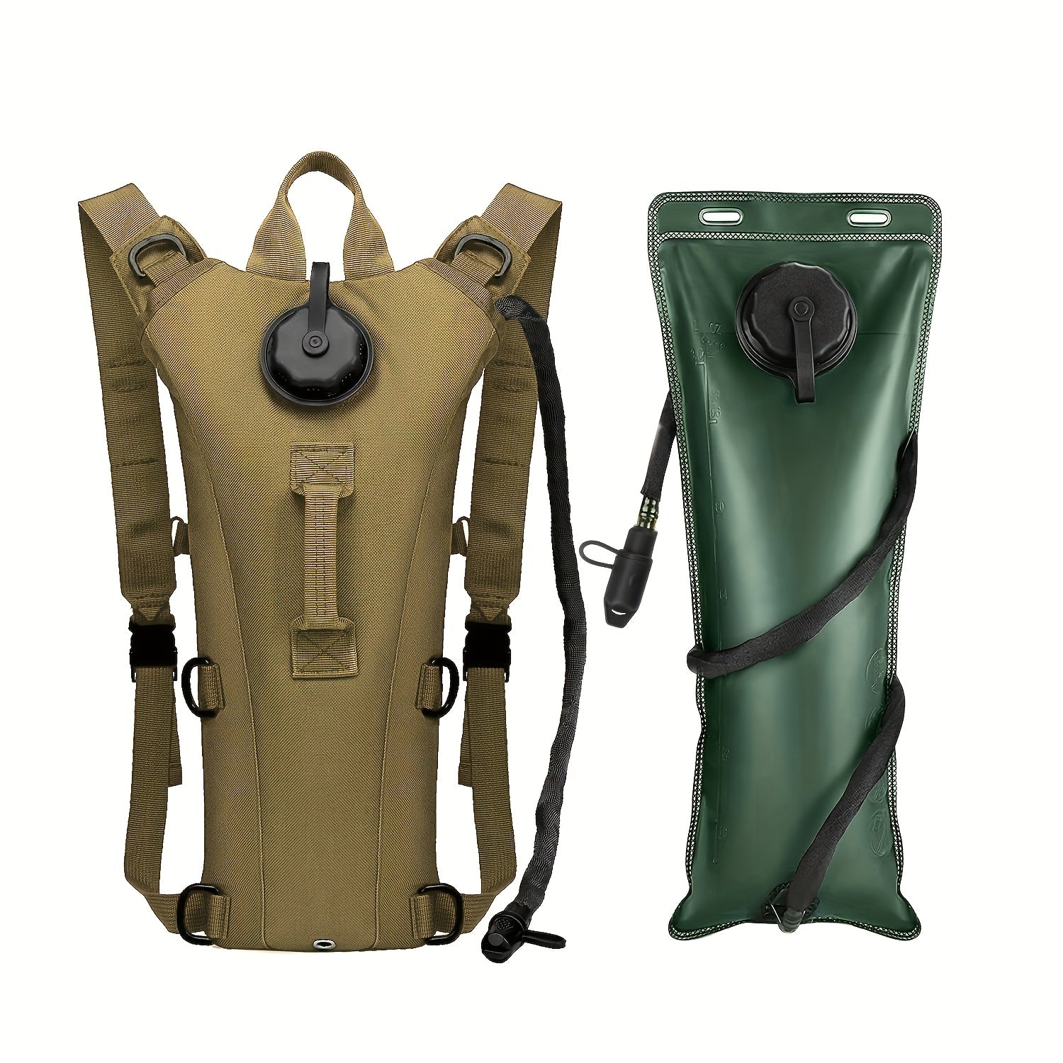 Hydration Backpack with Water Bladder Bag – 3L Hiking Hydration Pack for Men & Women, Nylon Camping Backpack with Water Bag for Trail Running Cycling Outdoor, Camo Gray Khaki Green