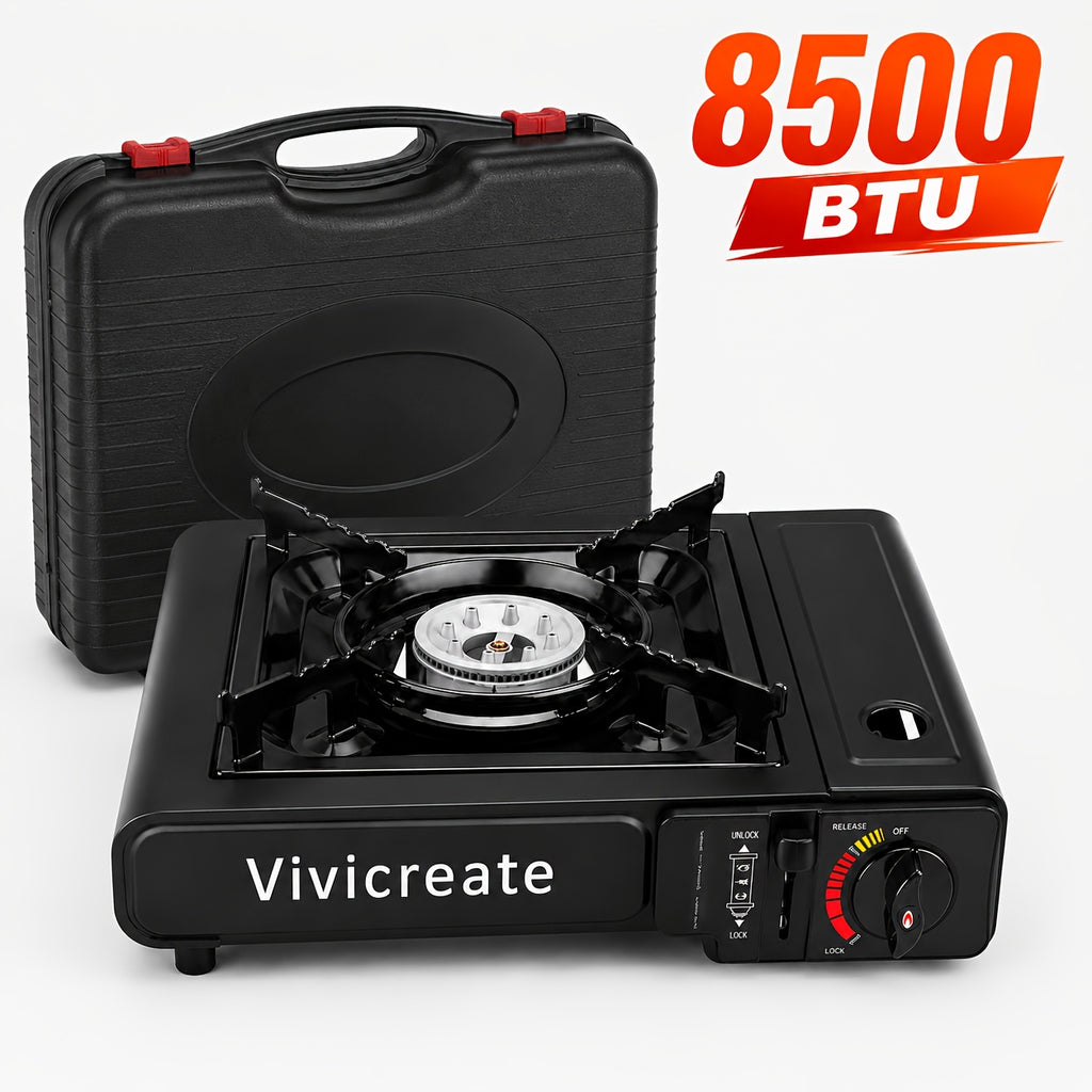 Portable Butane Camping Stove 8500 BTU – Compact Outdoor Burner for Cooking, Hiking, Backpacking, Emergency Survival Gear, Windproof Camp Stove