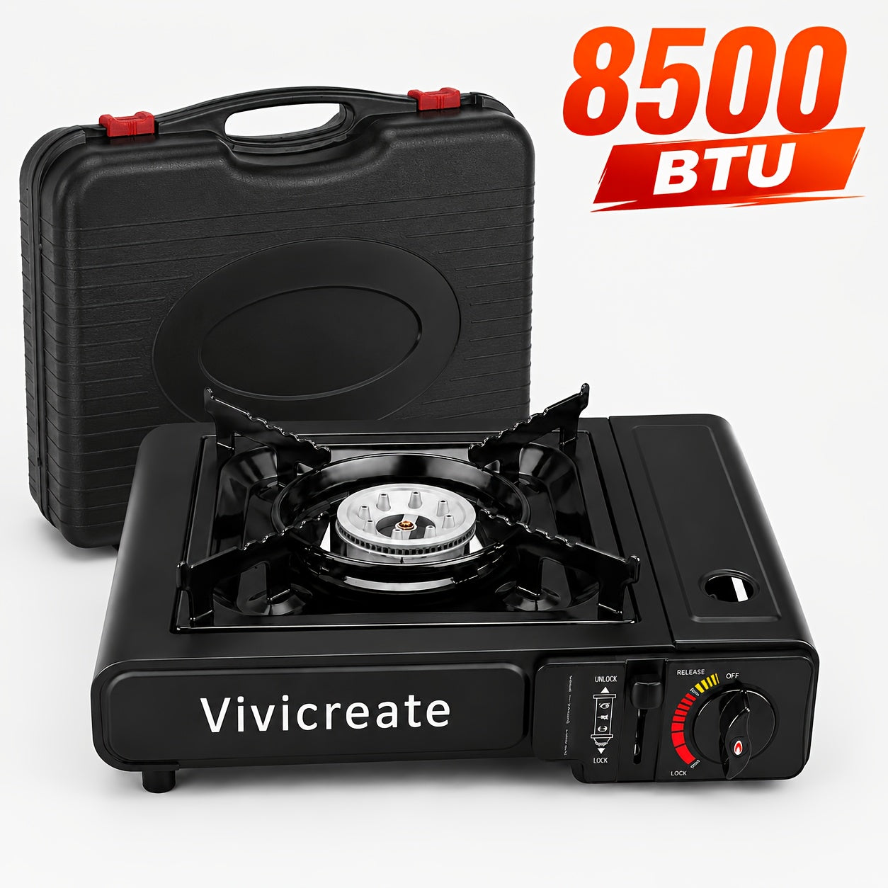 Portable Butane Camping Stove 8500 BTU – Compact Outdoor Burner for Cooking, Hiking, Backpacking, Emergency Survival Gear, Windproof Camp Stove