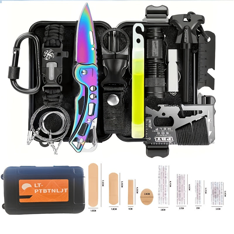 Survival Kit Multi-Tool Emergency Gear Set 12–115 Pcs with Magnesium Fire Starter – Camping Hiking Outdoor Adventure Essentials – Multiple Styles – Cool Gift for Men Dad Husband Boyfriend Teen