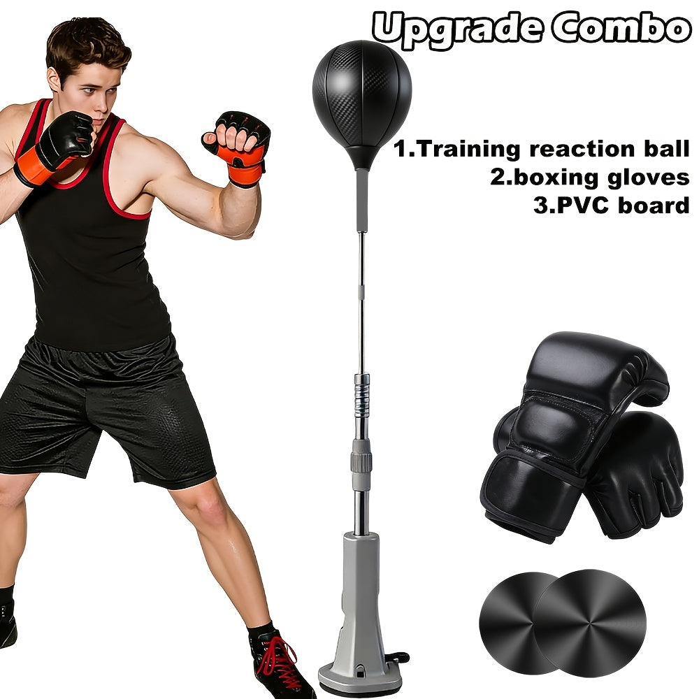 Reaction Punching Ball for Boxing Training Speed Bag with Suction Cup Adhesive Base Adjustable Indoor Reflex Ball for Adults Youth Fitness Home Gym Workout