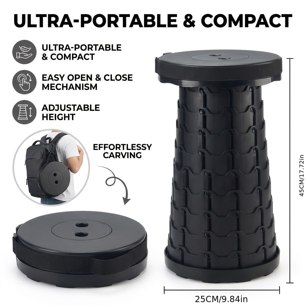 Collapsible Folding Stool 2 Pack 400lbs Capacity – Portable Telescopic Camping Stool ABS Plastic Compact Storage for Travel Camping Hiking Fishing Backyard BBQ (Black, Blue, Red+Blue)