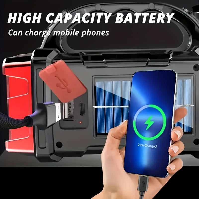Solar Camping Flashlight Rechargeable USB LED Torch with Power Bank Function Long Battery Life Portable Waterproof for Camping Hiking Outdoor Emergency Survival Gear