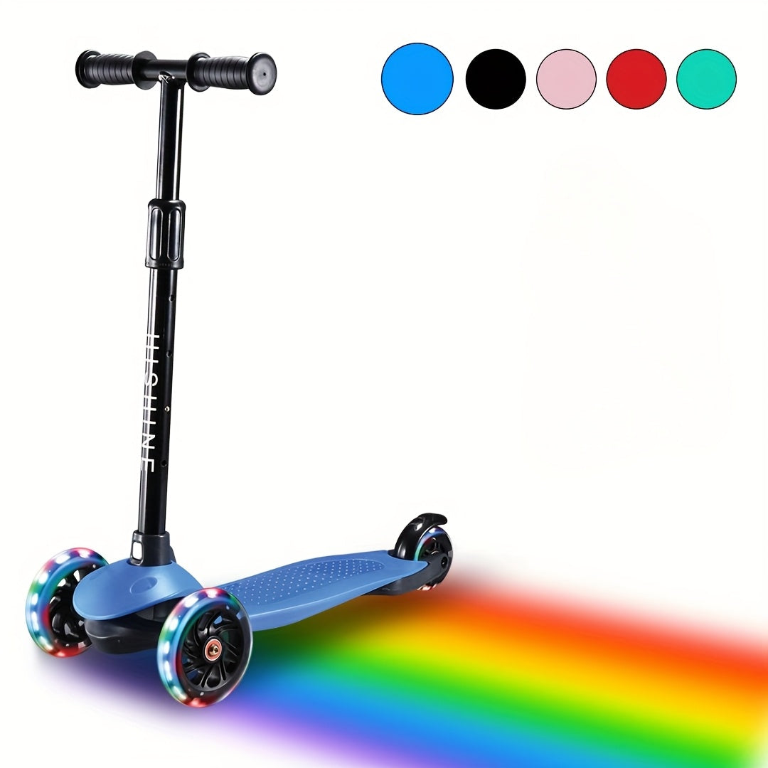Kids 3-Wheel Scooter Ages 2-5 Adjustable Height Lean to Steer Light Up Wheels Front Brake Double Suspension Toddler Scooter Pink Blue Red Black