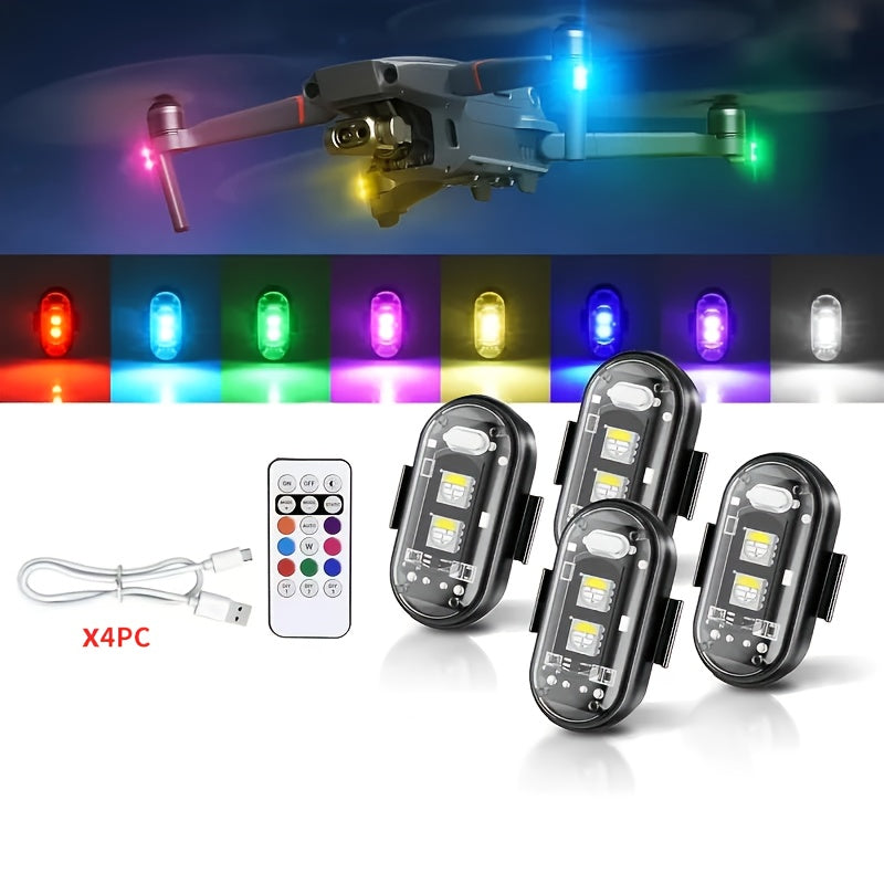 LED Bike Lights 8-Color Remote Control USB Rechargeable High Brightness Mini LED Lights for Bicycle Motorcycle Car Drone 2 4 6 8 Pack Gift for Riders