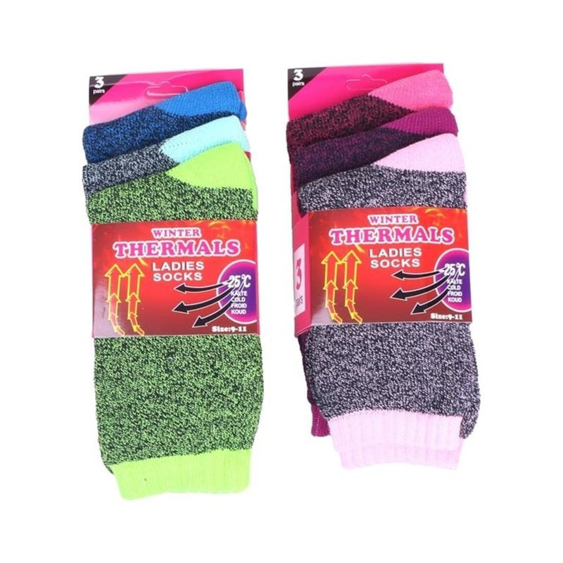 Thermal Socks for Women 6 Pairs Winter Warm Thick Cushioned Crew Socks for Hiking Camping Skiing Cold Weather Boot Socks Size 9-11 Multicolor
