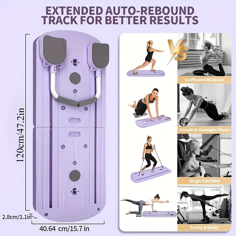 8-in-1 Foldable Pilates Board with Resistance Bands Home Gym Abdominal Workout Equipment Anti-Deformation PP Material Compact Storage Perfect Gift