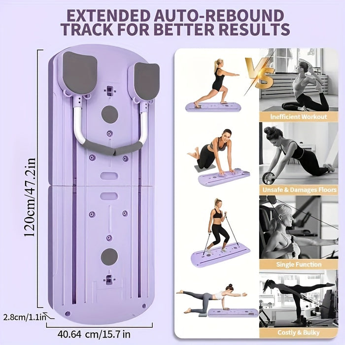 8-in-1 Foldable Pilates Board with Resistance Bands Home Gym Abdominal Workout Equipment Anti-Deformation PP Material Compact Storage Perfect Gift