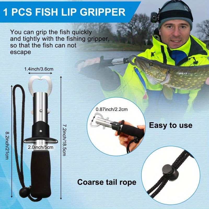 Fishing Tool Set 7pcs Stainless Steel Pliers Fish Lip Gripper Hook Remover Fish Scale Storage Bag Saltwater Resistant Ergonomic Fishing Gift for Men Anglers