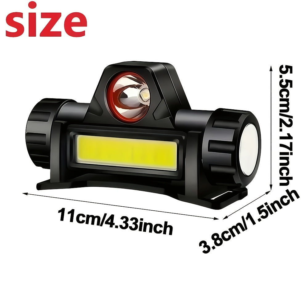 COB LED Headlamp 4-Pack Rechargeable USB 500mAh Magnetic Base Super Bright Long Range Hard Hat Clip Hands-Free for Camping Hiking Fishing Cycling Tactical