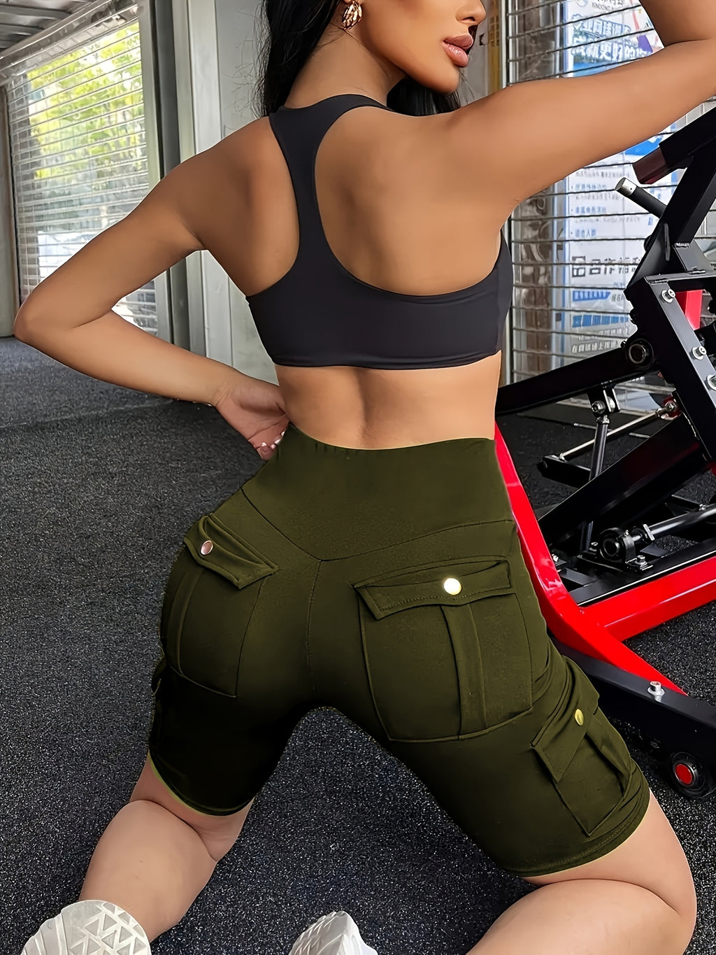 High Waist Yoga Shorts for Women with Pocket Athletic Sports Workout Running Shorts Soft Stretch S-XXL