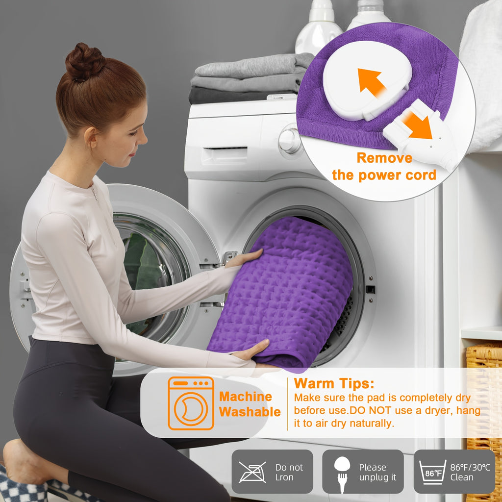 Electric Heating Pad Extra Large 24x12 – 6 Heating Levels Up to 140°F, Auto Shut-Off, Machine Washable, Portable Pad for Back, Neck, Shoulder, Knee & Leg Pain Relief | Holiday Gift for Parents