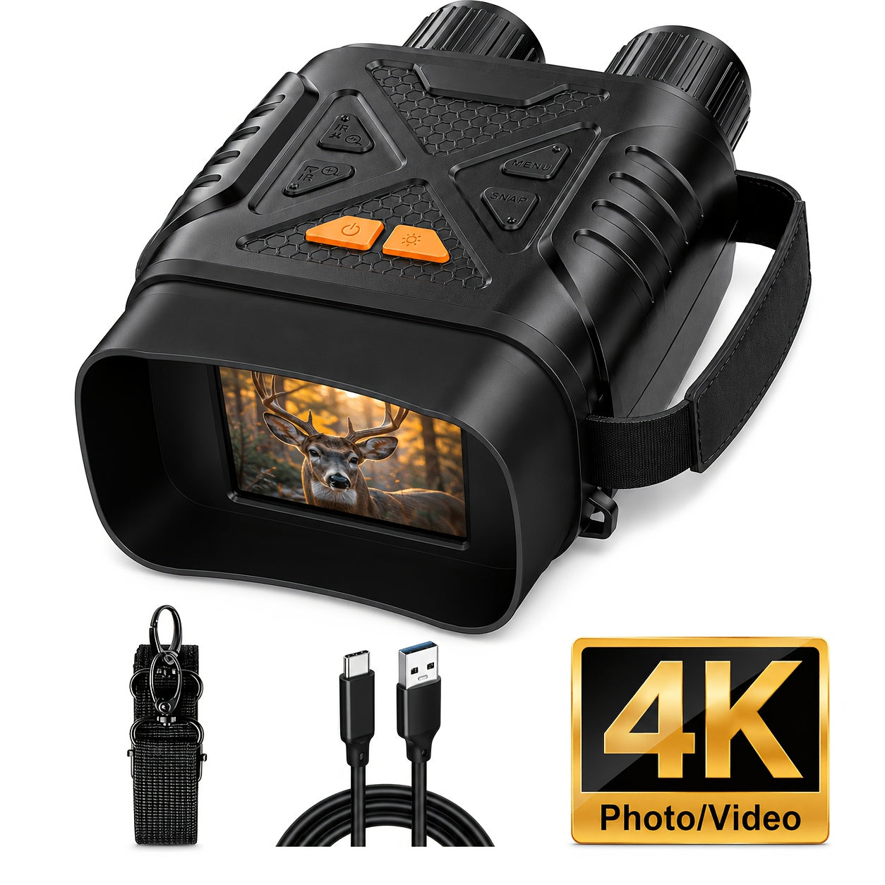 4K Night Vision Binoculars for Adults with HD Screen Photo Video Recording 2625ft Range 128GB TF Card Wildlife Observation Camping Hunting Night Vision Goggles