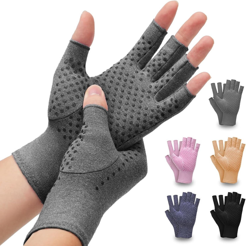 Fingerless Compression Gloves Breathable Non-Slip for Arthritis Joint Pain Relief Typing Gardening Cycling Gym Workout for Men and Women S M L XL Black Grey Purple Coffee