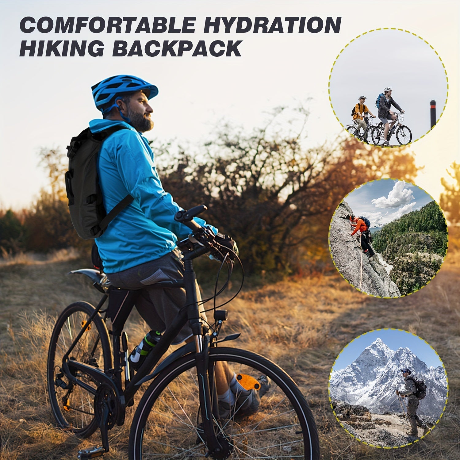 Hydration Backpack with Water Bladder Bag – 3L Hiking Hydration Pack for Men & Women, Nylon Camping Backpack with Water Bag for Trail Running Cycling Outdoor, Camo Gray Khaki Green