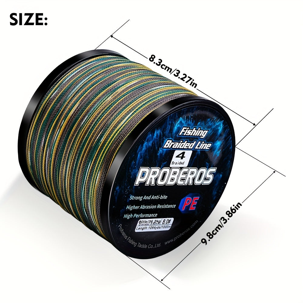 Braided Fishing Line 4 Strand 1094 Yards Abrasion Resistant Zero Stretch Super Strong 6LB-80LB Test Freshwater Saltwater Fishing Line Gray Green Blue Camouflage Green Camouflage
