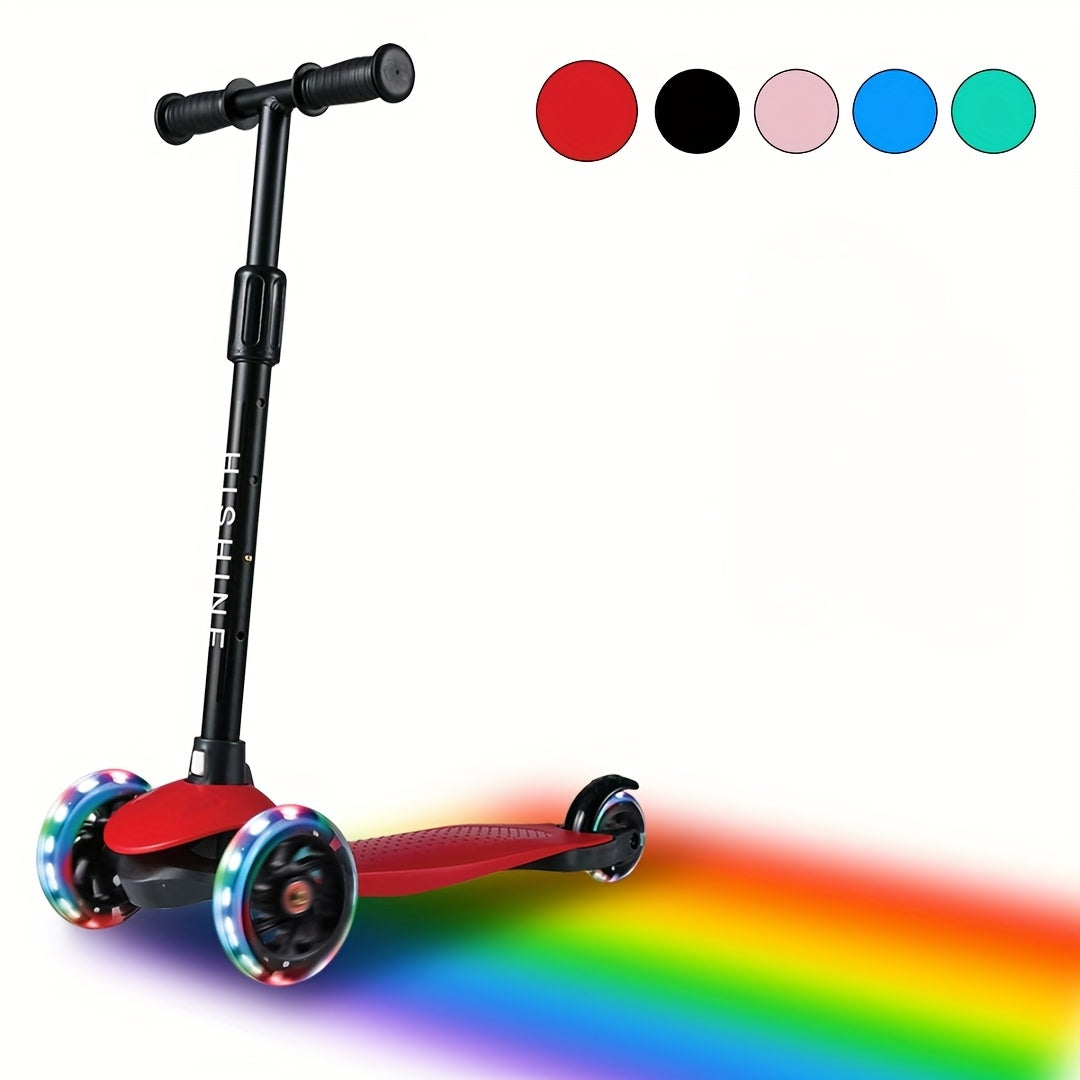 Kids 3-Wheel Scooter Ages 2-5 Adjustable Height Lean to Steer Light Up Wheels Front Brake Double Suspension Toddler Scooter Pink Blue Red Black