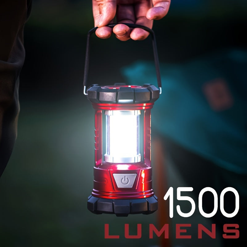 Rechargeable Camping Lantern 2-Pack – 1500LM LED Camp Light with Phone Charger 3 Light Modes Portable Hurricane Lantern for Emergency Outdoor Power Outage